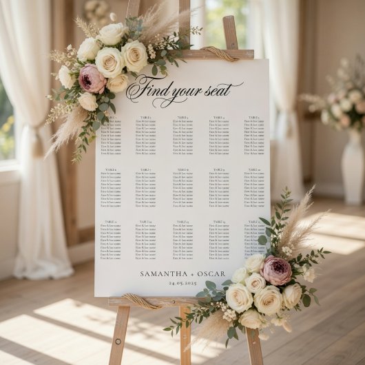 Elegant Minimalist Wedding Seating Chart ポスター
