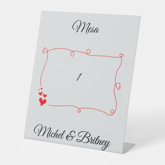 Elegant Minimalist Wedding Table Number 台座サイン (正面)