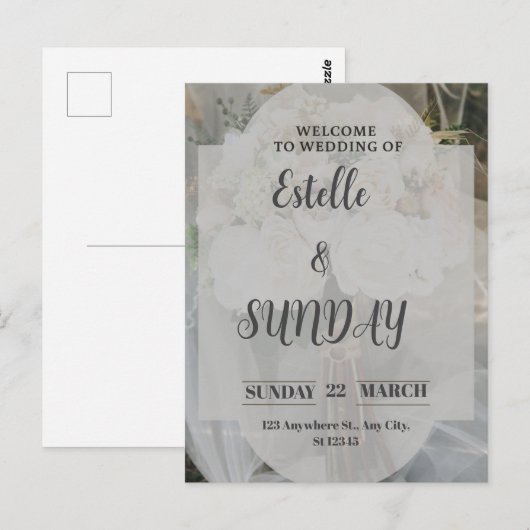 Elegant Minimalist Wedding Welcome Sign ポストカード (正面/裏面)