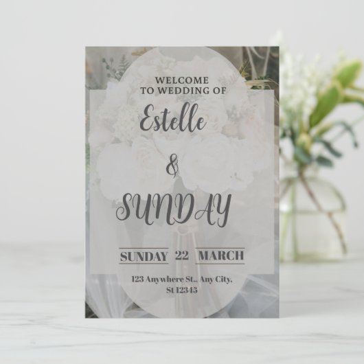 Elegant Minimalist Wedding Welcome Sign 招待状 (スタンド正面)