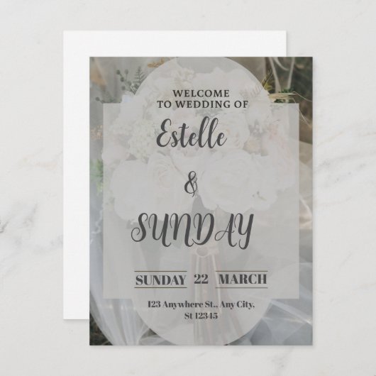 Elegant Minimalist Wedding Welcome Sign 招待状 (正面/裏面)