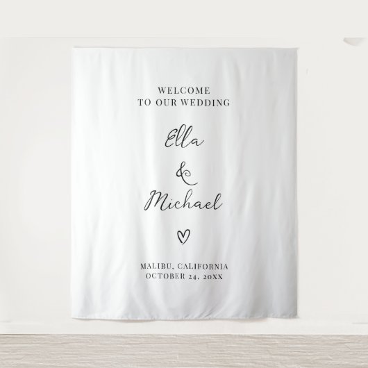 Elegant Minimalist Wedding Welcome Sign - Tapestry タペストリー (正面)