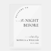 Elegant Minimalist WELCOME Rehearsal Dinner アクリルサイン (正面)