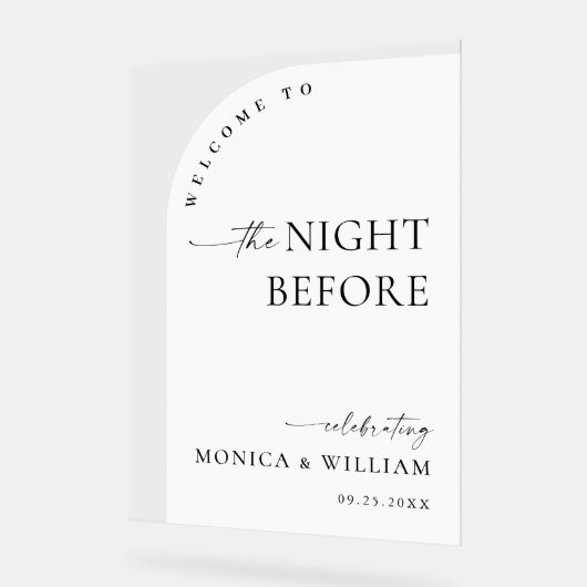 Elegant Minimalist WELCOME Rehearsal Dinner アクリルサイン (傾斜)