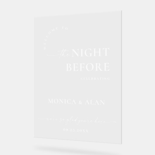 Elegant Minimalist WELCOME Rehearsal Dinner アクリルサイン (傾斜)
