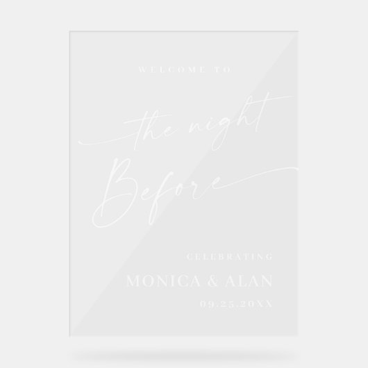 Elegant Minimalist WELCOME Rehearsal Dinner アクリルサイン (正面)
