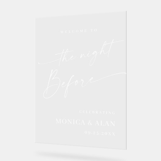 Elegant Minimalist WELCOME Rehearsal Dinner アクリルサイン (傾斜)