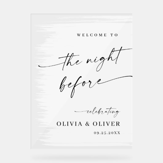 Elegant Minimalist WELCOME Rehearsal Dinner アクリルサイン (正面)