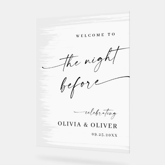 Elegant Minimalist WELCOME Rehearsal Dinner アクリルサイン (傾斜)