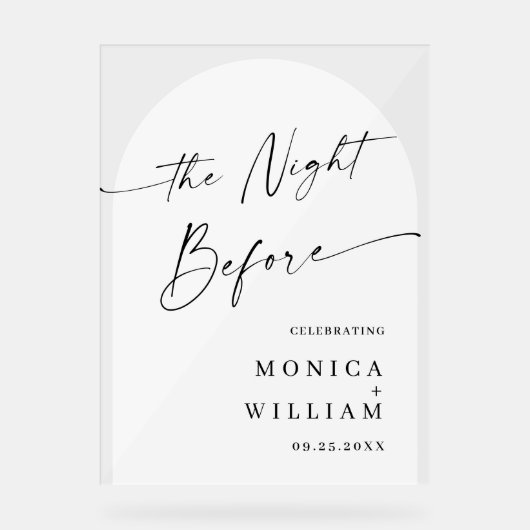 Elegant Minimalist WELCOME Rehearsal Dinner アクリルサイン (正面)