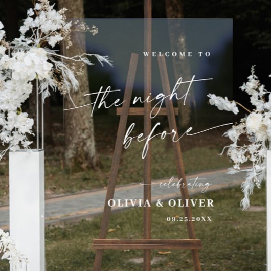 Elegant Minimalist WELCOME Rehearsal Dinner アクリルサイン
