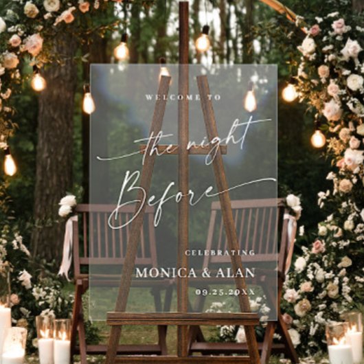 Elegant Minimalist WELCOME Rehearsal Dinner アクリルサイン