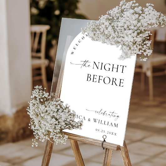 Elegant Minimalist WELCOME Rehearsal Dinner アクリルサイン