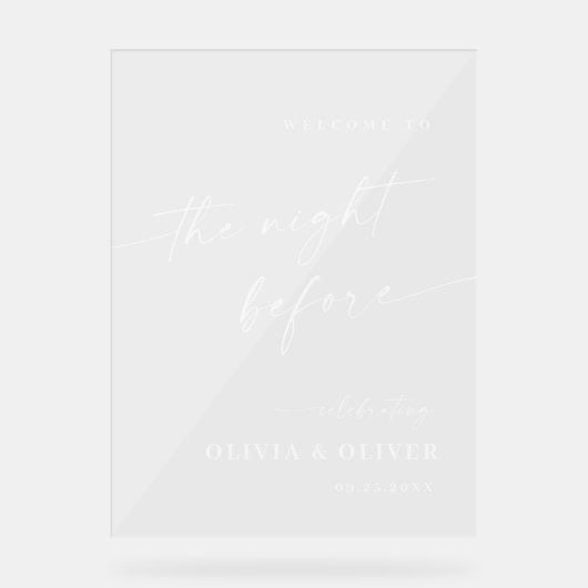Elegant Minimalist WELCOME Rehearsal Dinner アクリルサイン (正面)