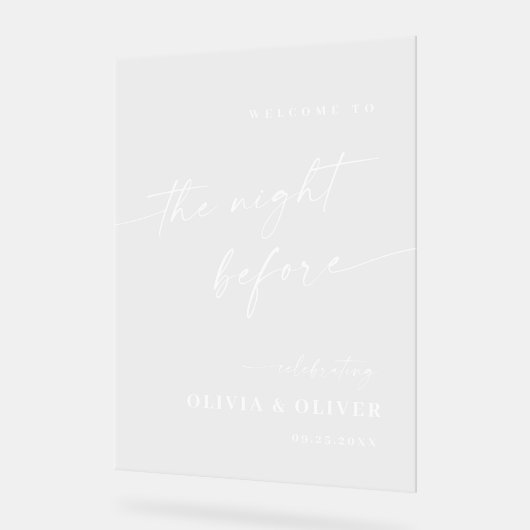 Elegant Minimalist WELCOME Rehearsal Dinner アクリルサイン (傾斜)