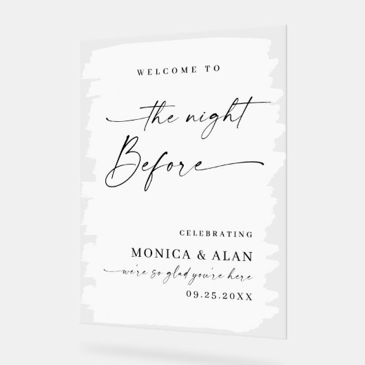 Elegant Minimalist WELCOME Rehearsal Dinner アクリルサイン (傾斜)