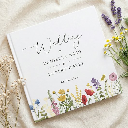 Elegant Minimalist Whimsical Wildflower Wedding ゲストブック