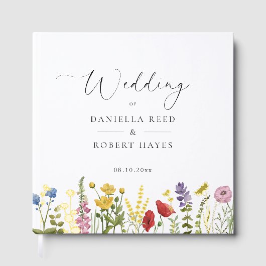 Elegant Minimalist Whimsical Wildflower Wedding ゲストブック (正面)