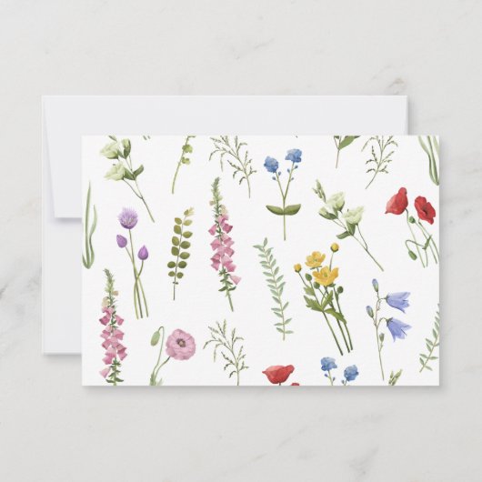 Elegant Minimalist Whimsical Wildflower Wedding 出欠カード (裏面)