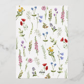 Elegant Minimalist Whimsical Wildflower Wedding 箔招待状 (裏面)