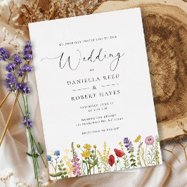 Elegant Minimalist Whimsical Wildflower Wedding 箔招待状