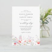 Elegant minimalist wildflower floral wedding 招待状 (スタンド正面)