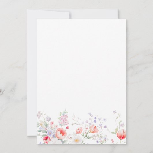 Elegant minimalist wildflower floral wedding 招待状 (裏面)
