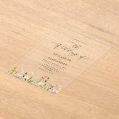 Elegant minimalist wildflower Simple wedding アクリル招待状 (レイダウン)