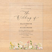 Elegant minimalist wildflower Simple wedding アクリル招待状 (正面)