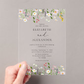Elegant Minimalist Wildflower Wedding アクリル招待状 (インサイチュ (ポータブル))