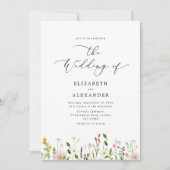 Elegant minimalist wildflower wedding 招待状 (正面)