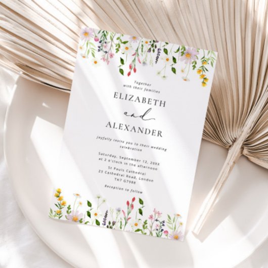 Elegant Minimalist Wildflower Wedding 招待状