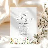 Elegant minimalist wildflower wedding 招待状