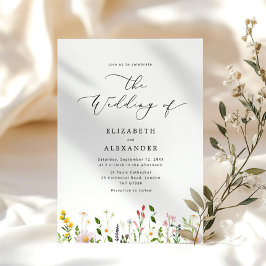 Elegant minimalist wildflower wedding 招待状