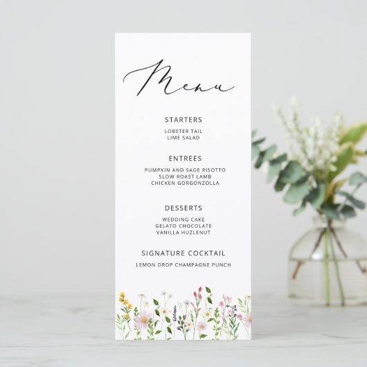Elegant Minimalist Wildflower Wedding menu メニュー (スタンド正面)
