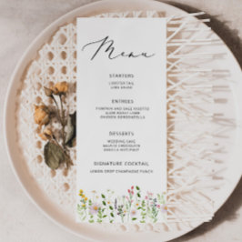 Elegant Minimalist Wildflower Wedding menu メニュー