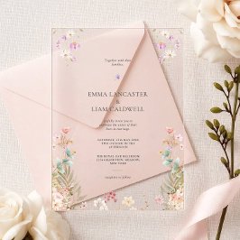 Elegant Minimalist Wildflowers Wedding アクリル招待状