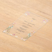 Elegant Minimalist Wildflowers Wedding アクリル招待状 (レイダウン)