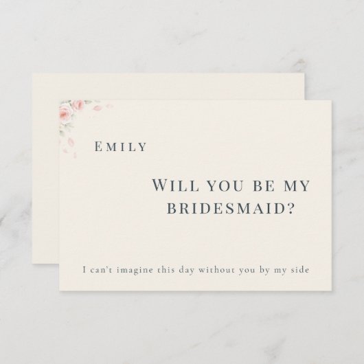 Elegant Minimalist Will You Be My Bridesmaid Card サンキューカード (正面/裏面)