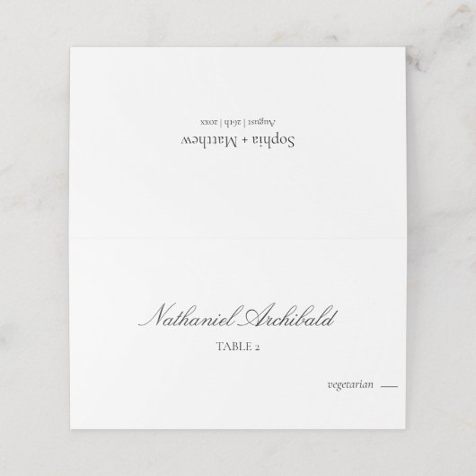 Elegant & Minimalist with Meal Choice Wedding プレイスカード (外部開封)