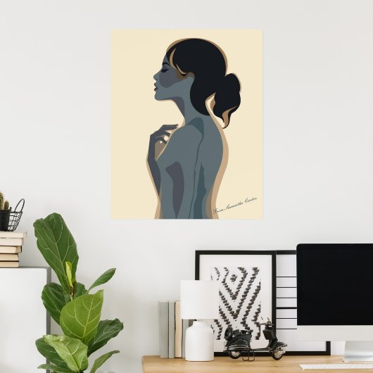 Elegant Minimalist Woman Art – Modern Boho Wall  ポスター (ホームオフィス)