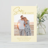 Elegant Minimalist Yellow Photo Save The Date セーブザデート (スタンド正面)