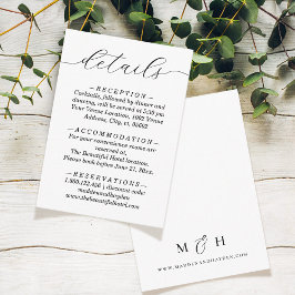 Elegant Minimalistic Black White Wedding Details エンクロージャーカード