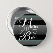 Elegant Mint Black Gray Striped Wedding Party Moth 缶バッジ (正面&裏面)