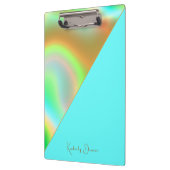 Elegant Mint Gold Holographic Notebook クリップボード (左)