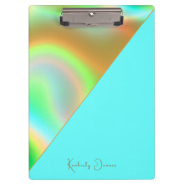 Elegant Mint Gold Holographic Notebook クリップボード