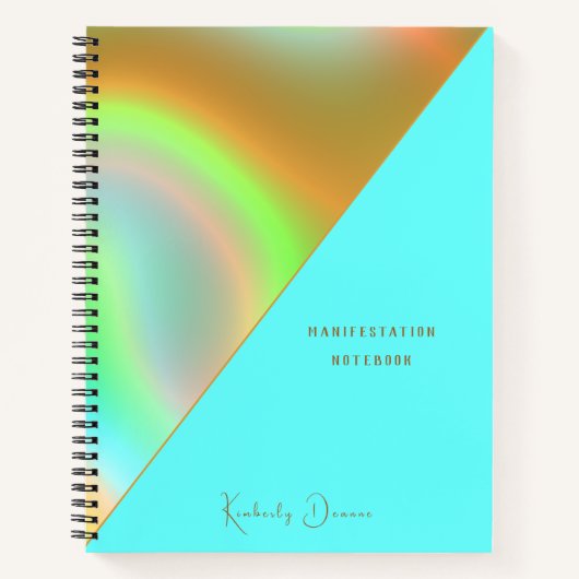 Elegant Mint Gold Holographic Notebook ノートブック (正面)