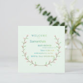 Elegant Mint Green Botanical Baby Shower  招待状 (スタンド正面)