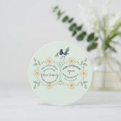 Elegant Mint Green & Botanical Bird Bridal Shower  セーブザデート (スタンド正面)