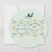 Elegant Mint Green & Botanical Bird Bridal Shower  セーブザデート (正面)